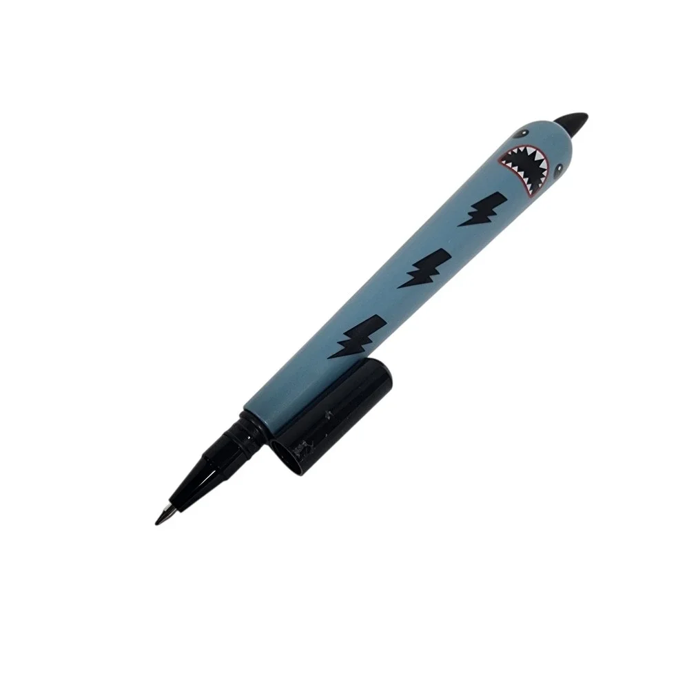Fun Shark Lightning Bolt Design Pen Blue Black. Retro shark‎ pen.